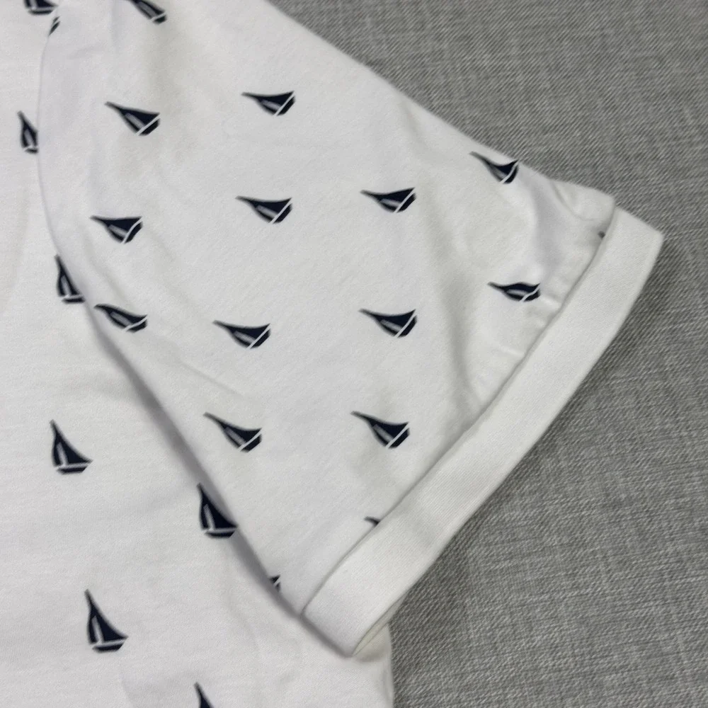 Polo Ralph Lauren Sailboat Print Polo Shirt Mens XL White Embroidered Pony